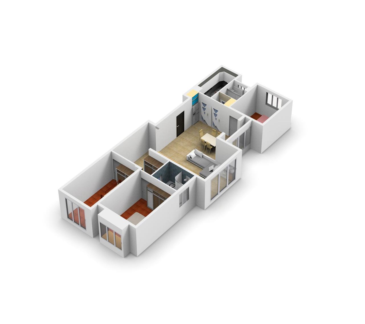 3-D floor plan render